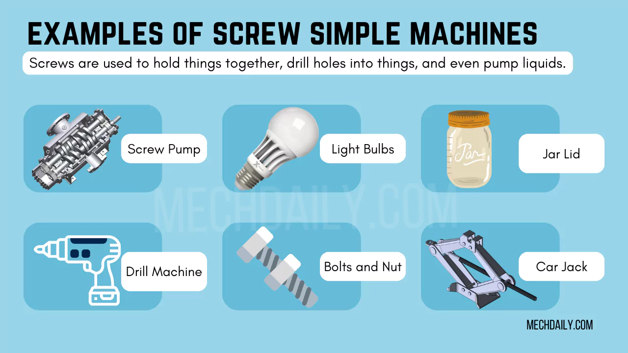 examples of screw simple machines